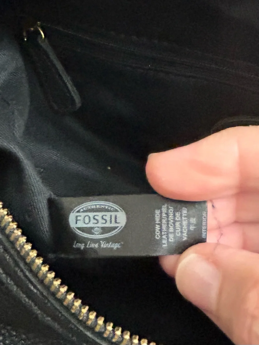 Fossil - Erin Satchel in Black Pebbled Leather with brass Hardware